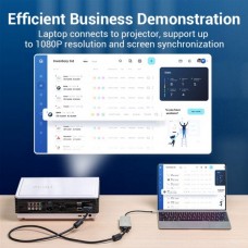 USB HUB 6 в 1 Vention Type-C-HDMI-VGA-USB 3USB 3.0 1Type-C 3.1 PD 100W 4K 30Hz 5Gbps, 0.15m