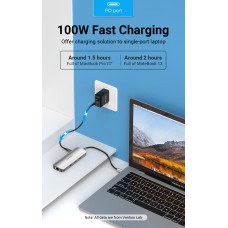 USB HUB 8 в 1 Vention Type-C-HDMI-RJ45-SD-TF-USB 3USB 3.0 1Type-C 3.1 PD 100W 4K 30Hz 5Gbps, 0.15m