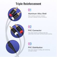 Кабель Audio 2RCA-2RCA Vention F/F 29К gold-plated 29 AWG Metal Shell, 2m