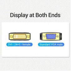 Адаптер DVI-I-VGA Vention (24 + 5) 1080P 60Hz M/F Upgraded Black (DDDBO), Черный