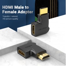 Адаптер HDMI-HDMI Vention F/M Right 90 F/M 4K 60Hz gold-plated Black (AIPBO), Черный