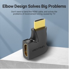 Адаптер HDMI-HDMI Vention F/M Right 90 F/M 4K 60Hz gold-plated Black (AIPBO), Черный