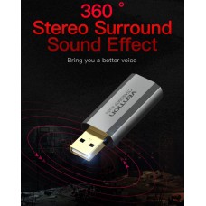 Звуковая карта USB-3.5мм 2.0 Vention OMTP-CTIA 7.1, Серый