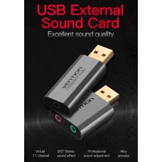 Звуковая карта USB-3.5мм 2.0 Vention OMTP-CTIA 7.1, Серый