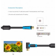 Кабель Coaxial Vention антенный F/F угол 90 gold-plated, 3m