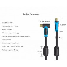 Кабель Coaxial Vention антенный F/F угол 90 gold-plated, 3m