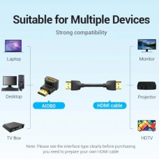 Перехідник HDMI F --> HDMI M, кут 90° 4K 60Hz PVC Vention чорний