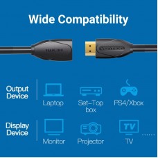 Кабель HDMI M - F (подовжувач), 2.0 м, V2.0, 4K 60Hz PVC Vention
