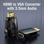 Перехідник HDMI M -> VGA F, 1080P 60Hz, 3,5мм Audio, Vention чорний Перехідник HDMI M -> VGA F, 1080P 60Hz, 3,5мм Audio, Vention чорний