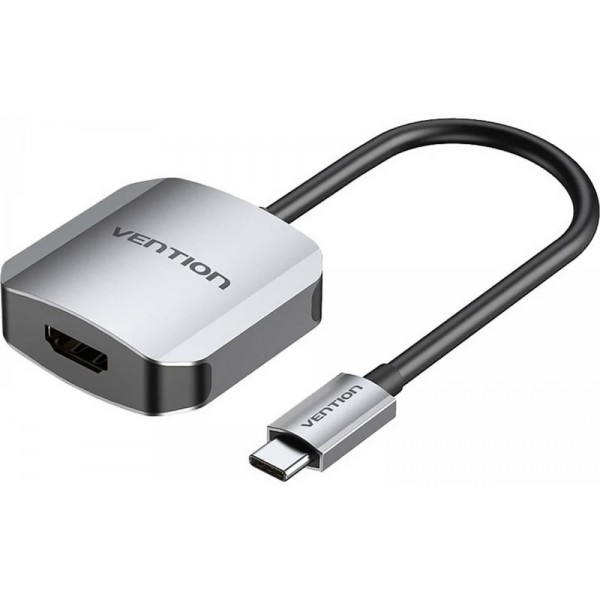 Перехідник USB 3.1 Type-C --> HDMI (F), 4K 30HZ, кабель 0.15м, Vention сірий
