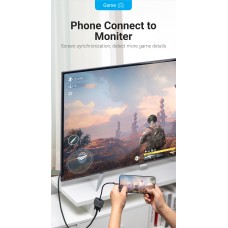 Перехідник USB 3.1 Type-C --> VGA (F), 1080p 60Hz, кабель 0.15м, Vention сірий