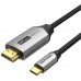 Кабель USB 3.1 Type-C M - HDMI M, 2.0m v.2.0 4K 60Hz Aluminum Alloy Type чорний Vention