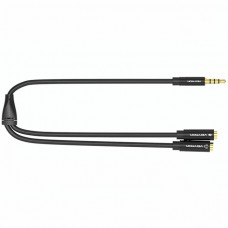 Перехідник аудіо Jack 3.5mm TRRS M -> 2X 3.5mm F (мікрофон + навушники) чорний Vention