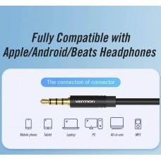 Перехідник аудіо Jack 3.5mm TRRS M -> 2X 3.5mm F (мікрофон + навушники) чорний Vention