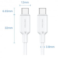 Кабель USB 2.0 Type-C M-M, 1.0 м 60W White Nickel-Plated Vention