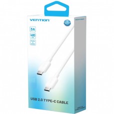 Кабель USB 2.0 Type-C M-M, 1.0 м 60W White Nickel-Plated Vention