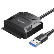 Перехідник USB 3.0 Type-A --> SATA III (F) + DC Adapter, CR108 UGREEN чорний