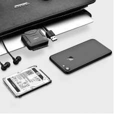 Перехідник USB 3.0 Type-A --> SATA III (F) + DC Adapter, CR108 UGREEN чорний
