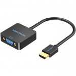 Перехідник HDMI M -> VGA F, 1080P 60Hz, 3,5мм Micro USB (F) powered, кабель 0,15м Vention чорний Перехідник HDMI M -> VGA F, 1080P 60Hz, 3,5мм Micro USB (F) powered, кабель 0,15м Vention чорний