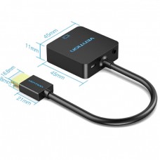 Перехідник HDMI M -> VGA F, 1080P 60Hz, 3,5мм Micro USB (F) powered, кабель 0,15м Vention чорний