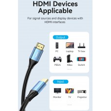 Кабель HDMI M - M, 5.0 м, V2.0, 4K 60Гц, Aluminum Alloy Blue Vention