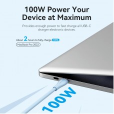 Кабель USB 2.0 Type-C M - 2хType-C M Y-Splitter 1.5м 100W Blue Silicone Type Vention