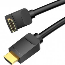 Кабель HDMI M - M, 1.0м, V2.0, 4K 60Гц, кут 90°,  PVC, чорний Vention