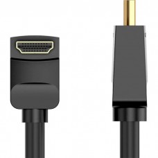 Кабель HDMI M - M, 3.0  м, V2.0, 4K 60Гц, кут 90°,  PVC, чорний Vention