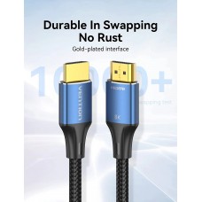 Кабель HDMI M - M, 1.5 м, V2.1, 8K 60Гц обплетення, синій, Aluminum Alloy Type Vention