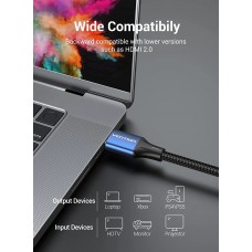 Кабель HDMI M - M, 1.5 м, V2.1, 8K 60Гц обплетення, синій, Aluminum Alloy Type Vention