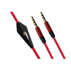 Кабель AUX Audio TRRS - TRS M/M 1.2м з мікрофоном червоний
