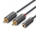 Кабель AUX Audio TRS - RCAx2 M/F 1.0м UGREEN AV102 Сірий