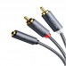 Кабель AUX Audio TRS - RCAx2 M/F 1.0м UGREEN AV102 Сірий