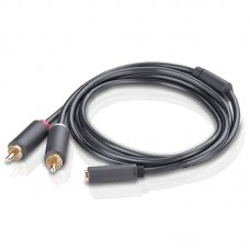 Кабель AUX Audio TRS - RCAx2 M/F 1.0м UGREEN AV102 Сірий