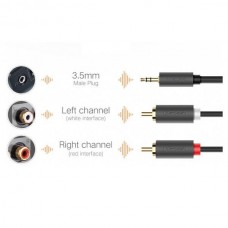 Кабель AUX Audio TRS - RCAx2 M/M 1.5м UGREEN AV102 Чорний