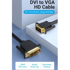 Кабель DVI (24+5) M - VGA M, 3м чорний Vention