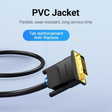 Кабель DVI M (24+1) - VGA M, 1.5 м, чорний Vention