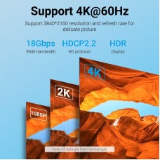Кабель HDMI M - M, 1.0  м, V2.0, 4K 60Гц  PVC сірий Vention