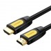 Кабель HDMI M - M, 1.0 м, V2.0 Round Cable 4K, HD101 UGREEN Чорний+Жовтий