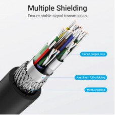 Кабель HDMI M - M, 1.0м, V2.0, 4K 60Гц, кут 270°,  PVC, чорний Vention