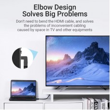 Кабель HDMI M - M, 1.0м, V2.0, 4K 60Гц, кут 270°,  PVC, чорний Vention