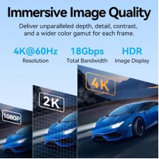 Кабель HDMI M - M, 1.0м, V2.0, 4K 60Гц, обплетення, Zinc Alloy Type чорний Vention