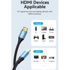 Кабель HDMI M - M, 1.5м, V2.0, 4K 60Гц  Aluminum alloy,  синій Vention