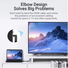 Кабель HDMI M - M, 1.5м, V2.0, 4K 60Гц, кут 270°,  PVC, чорний Vention