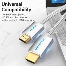 Кабель HDMI M - M, 15.0 м, V2.0, 4K обплетення, Silver Metal Type Vention