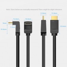 Кабель HDMI M - M, 3.0  м, V2.0, 4K 60Гц, кут 270°,  PVC, чорний Vention