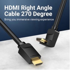 Кабель HDMI M - M, 3.0  м, V2.0, 4K 60Гц, кут 270°,  PVC, чорний Vention