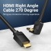 Кабель HDMI M - M, 3.0  м, V2.0, 4K 60Гц, кут 270°,  PVC, чорний Vention
