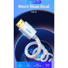 Кабель HDMI M - M, 5.0м, V2.1, 4K 60Гц, обплетення,  Aluminum Alloy Type сірий Vention