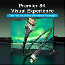Кабель HDMI M - Micro HDMI M, 1.0 м, V2.0 8K 60Гц Aluminum Alloy Type, Green Vention